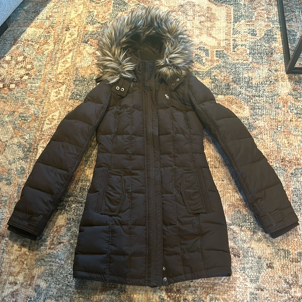 Women’s Abercrombie and Fitch down fur hooded coat, Small